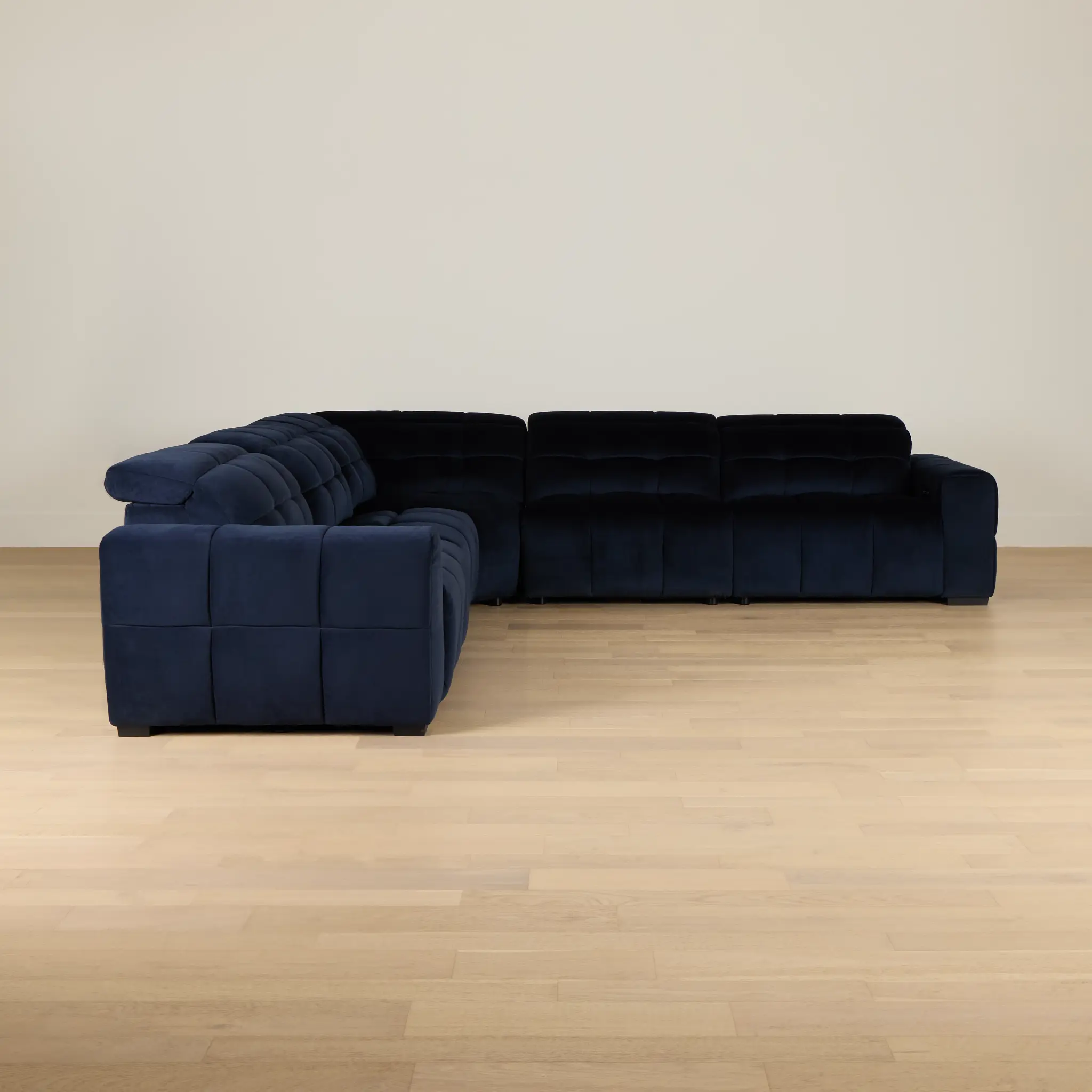 Gemma Navy Velvet Small Left Chaise Power Reclining Sectional Gemma Navy Velvet Small Left Chaise Power Reclining Sectional
