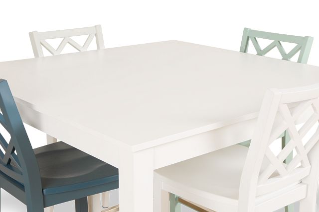 Edgartown White Square High Table & Mixed Barstools