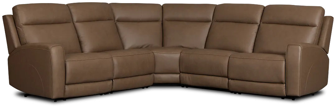 Flexsteel Belmont Dark Brown Lthr/vinyl Small Triple Power Reclining Two-arm Sectional