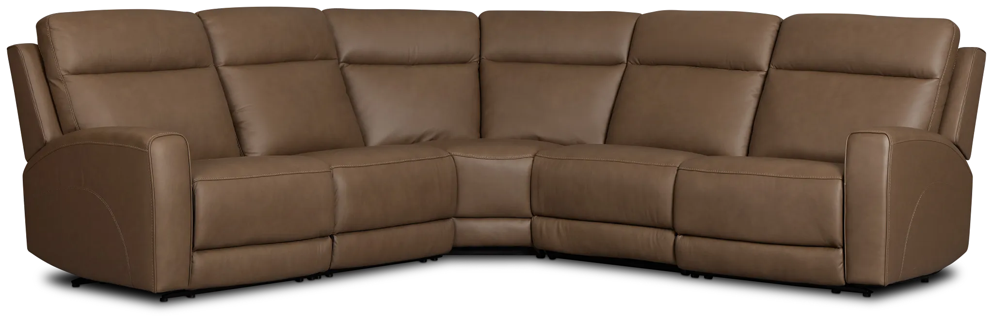 Flexsteel Belmont Dark Brown Lthr/vinyl Small Triple Power Reclining Two-arm Sectional