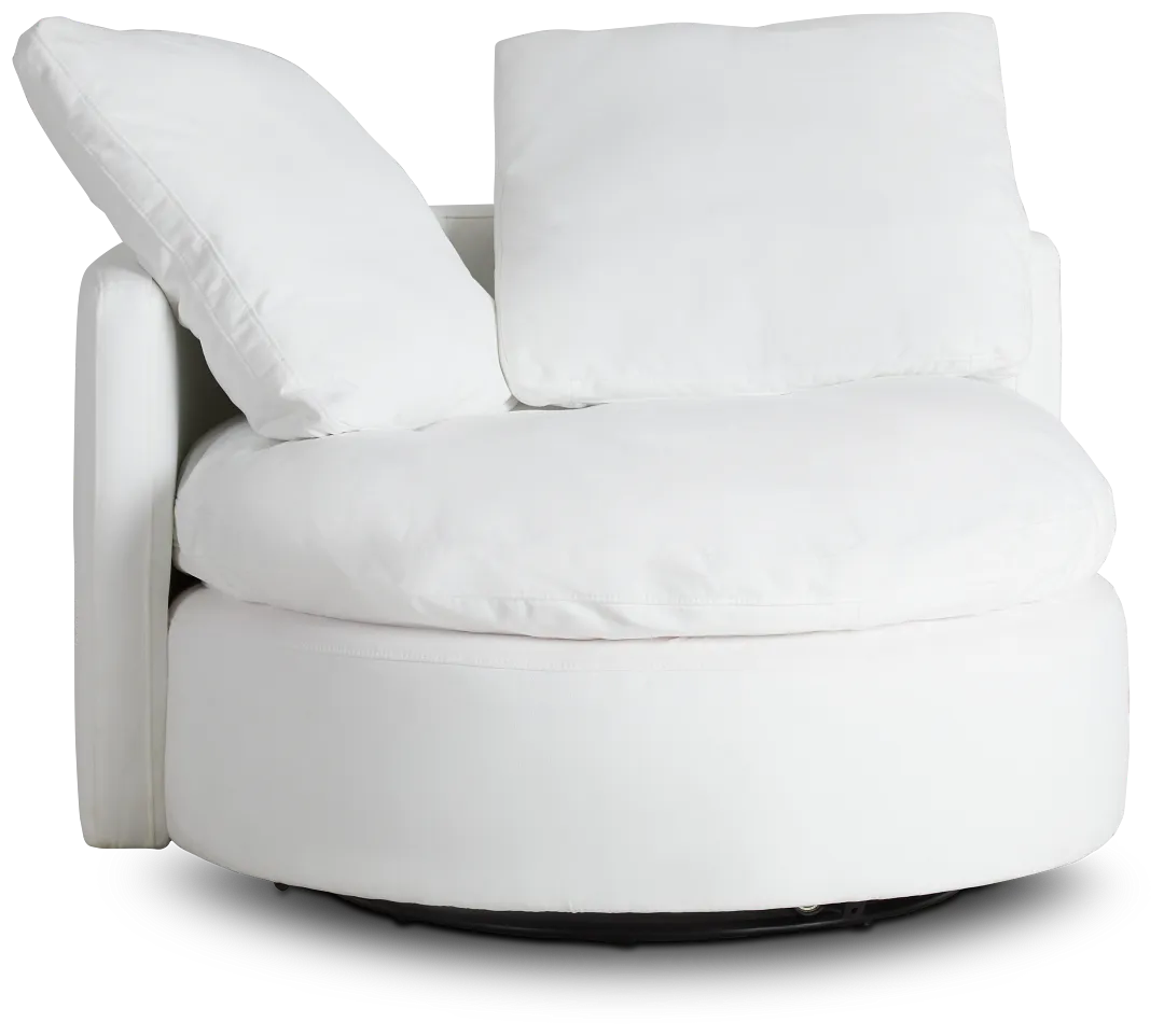 Orbit White Micro Swivel Accent Chair