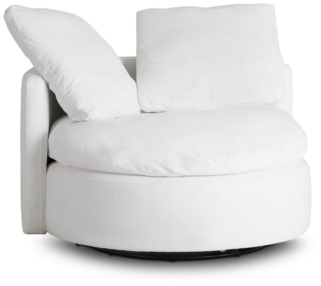 Orbit White Micro Swivel Accent Chair