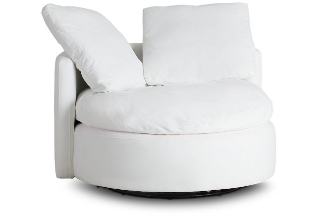 Orbit White Micro Swivel Accent Chair