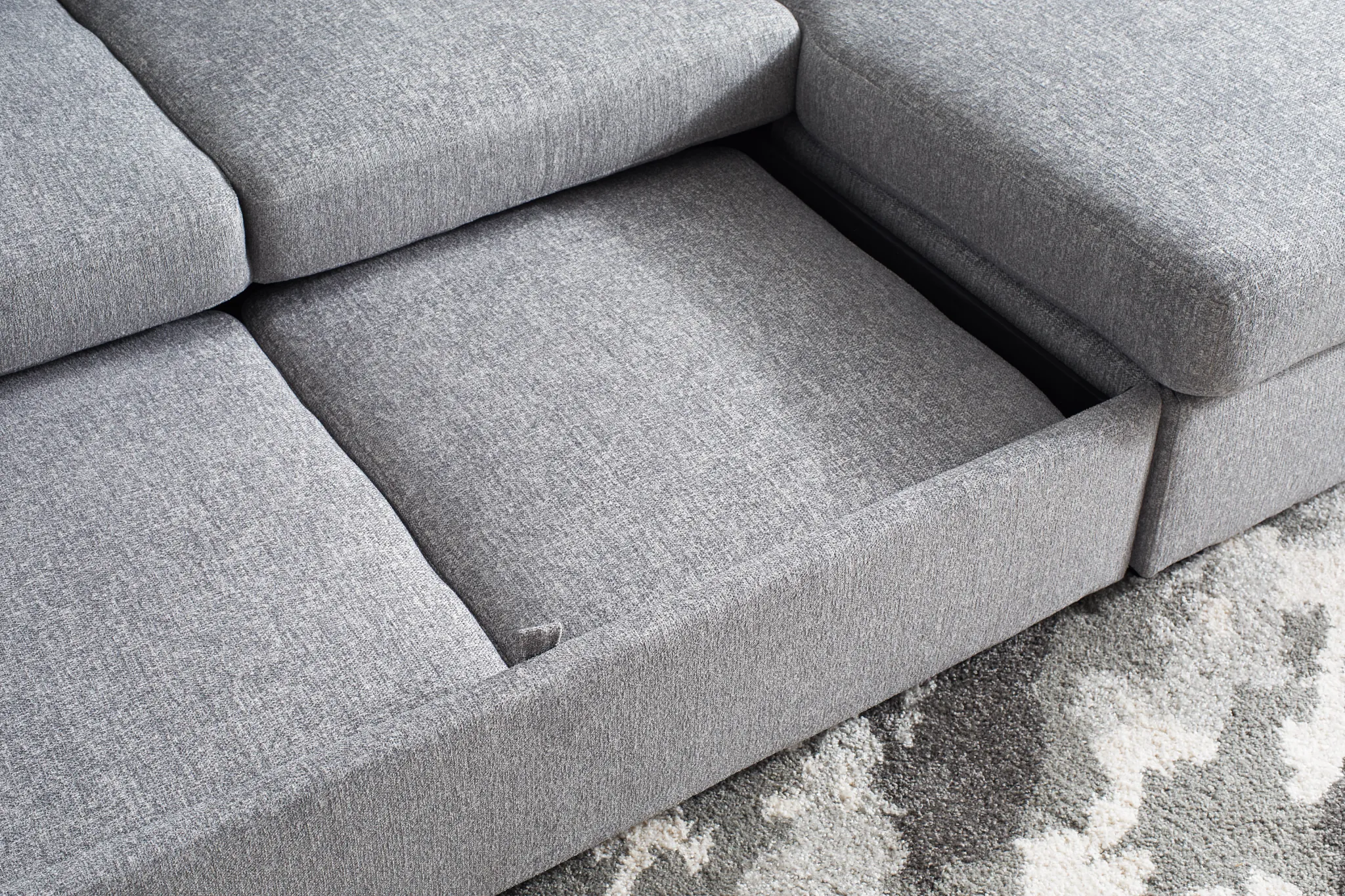 Amber Dark Gray Fabric Large Right Chaise Storage Sleeper Sectional