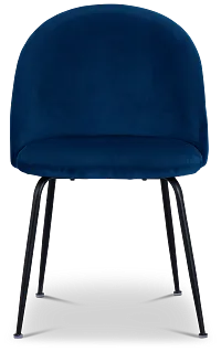 Capri Dark Blue Velvet Upholstered Side Chair W/ Black Legs