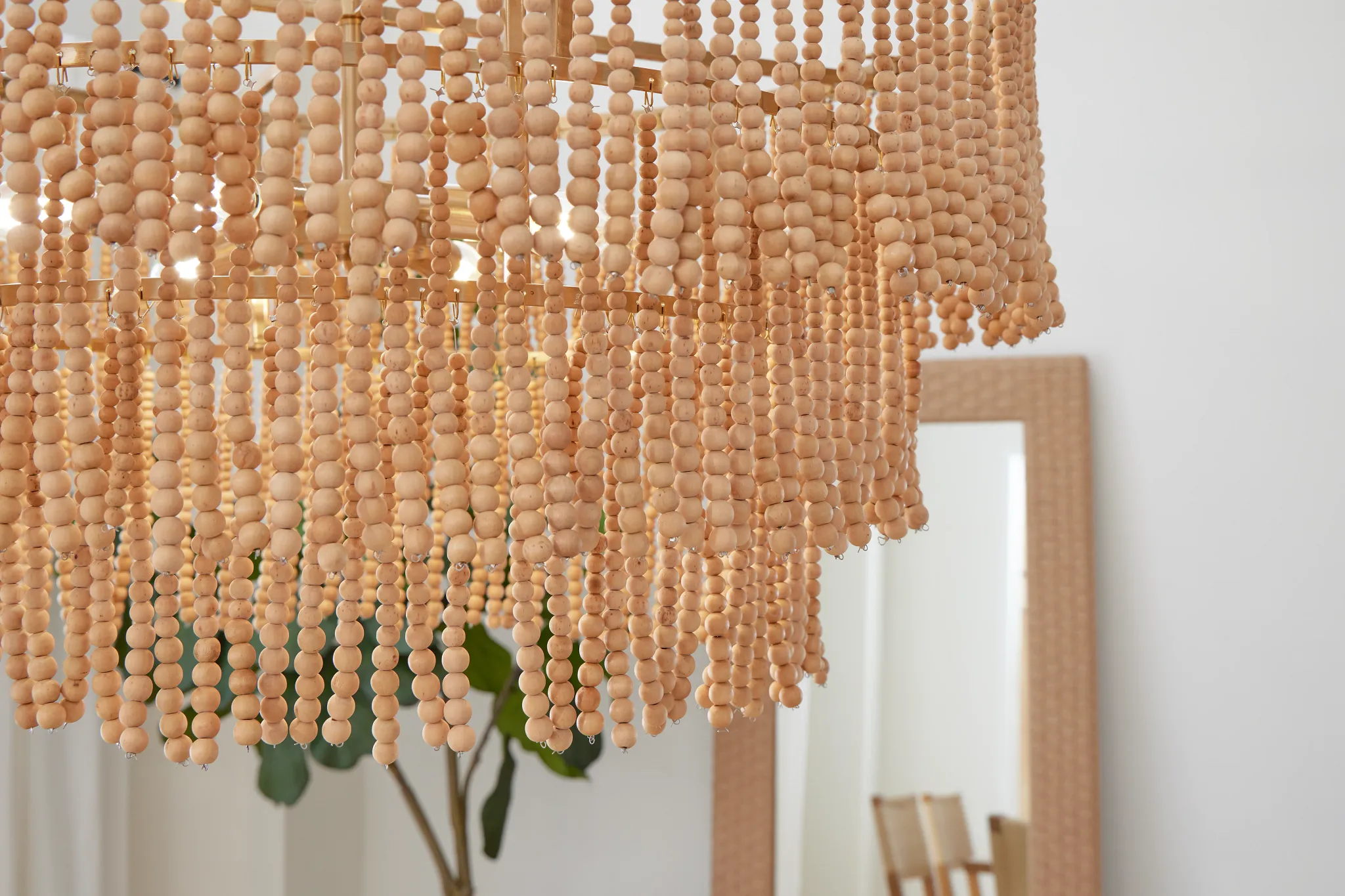 Sago Light Tone Wood Chandelier