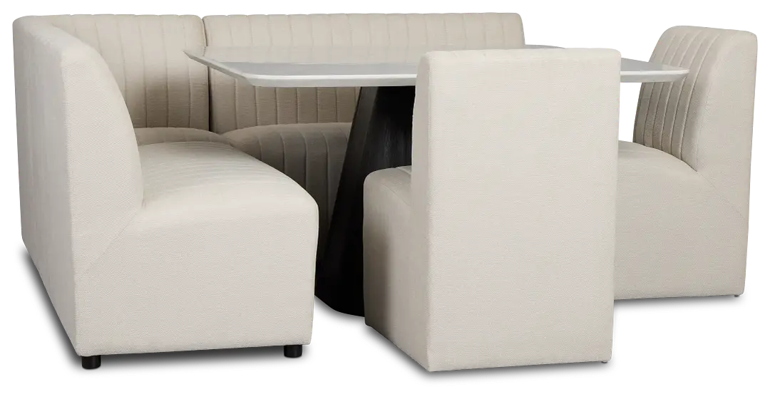 Palisades White Square Table, 2 Chairs & Bench Palisades White Square Table, 2 Chairs & Bench