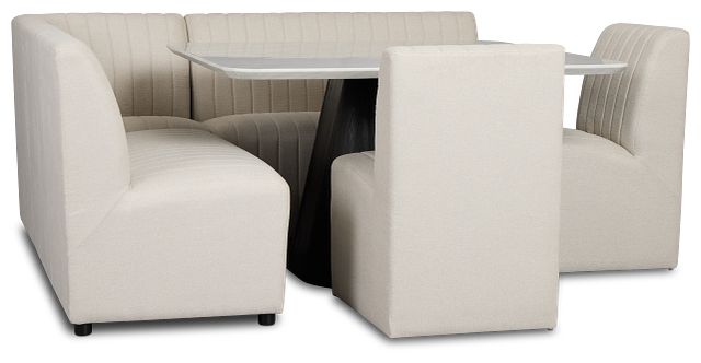 Palisades White Square Table, 2 Chairs & Bench