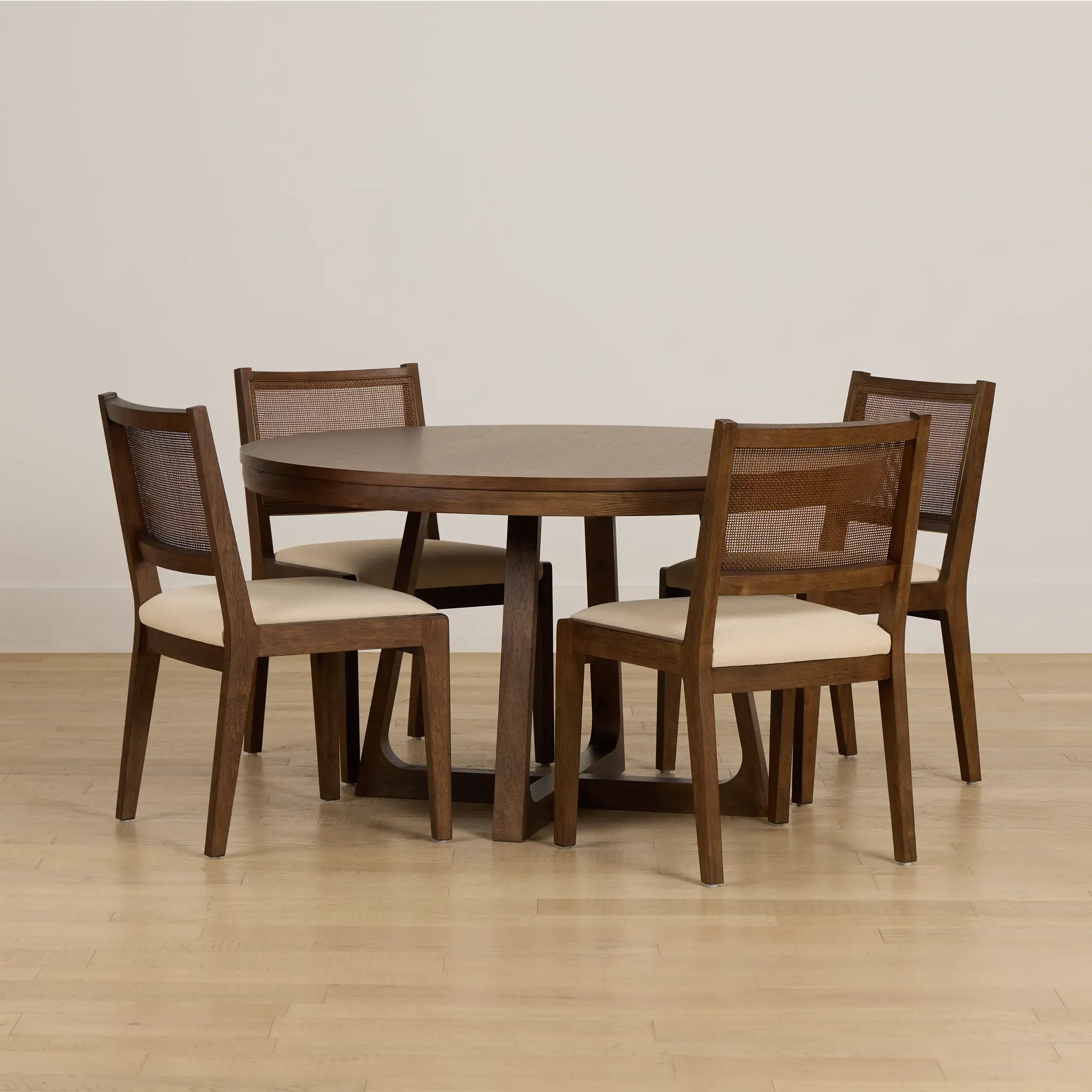 Pacific Mid Tone Round Table & 4 Upholstered Chairs Pacific Mid Tone Round Table & 4 Upholstered Chairs
