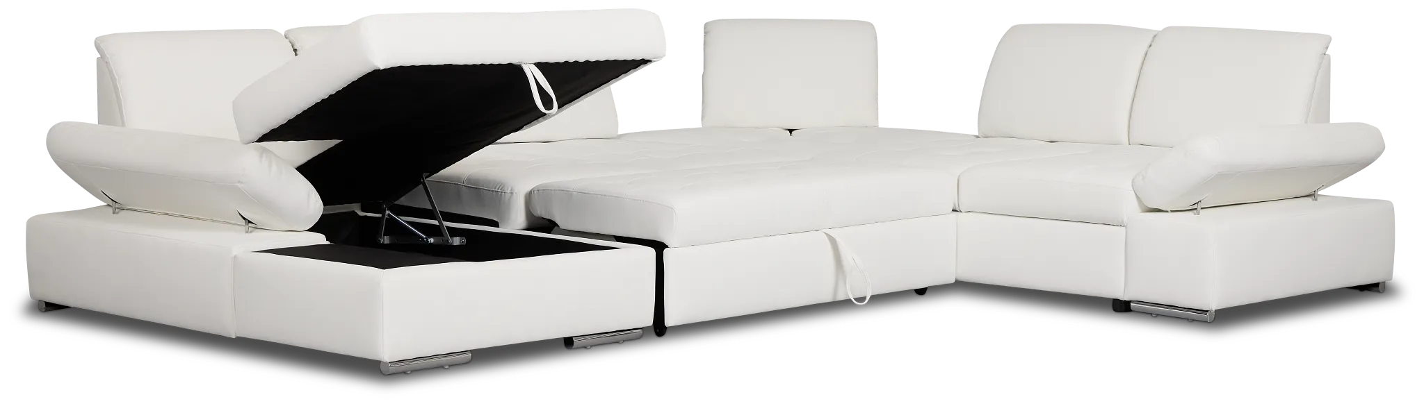 Eden White Lthr/vinyl Medium Left Chaise Sleeper Sectional