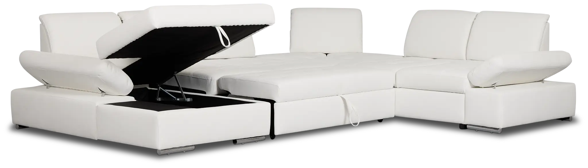 Eden White Lthr/vinyl Medium Left Chaise Sleeper Sectional Eden White Lthr/vinyl Medium Left Chaise Sleeper Sectional