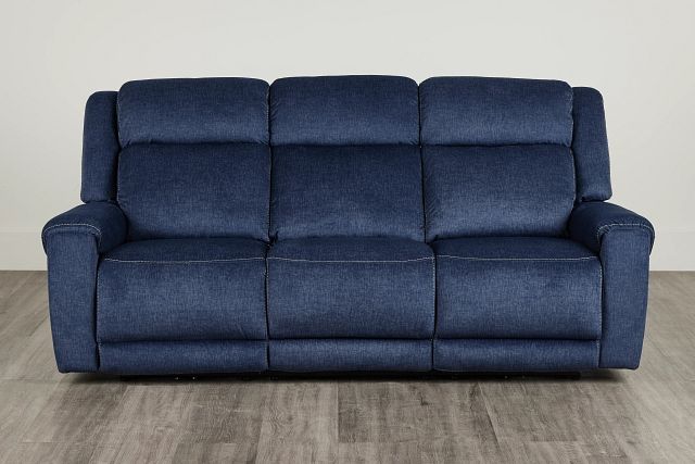 blue microfiber reclining sofa