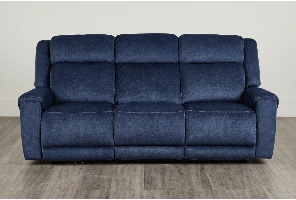 Beckett Dark Blue Micro Power Reclining Sofa