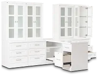 Newport White Large Peninsula Drawer Wall Desk