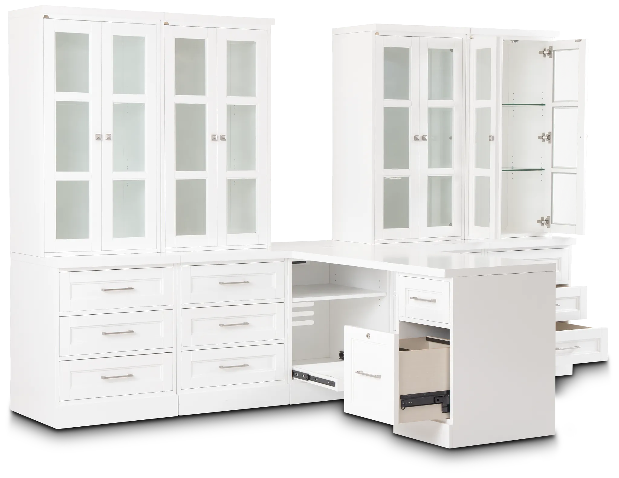 Newport White Large Peninsula Drawer Wall Desk