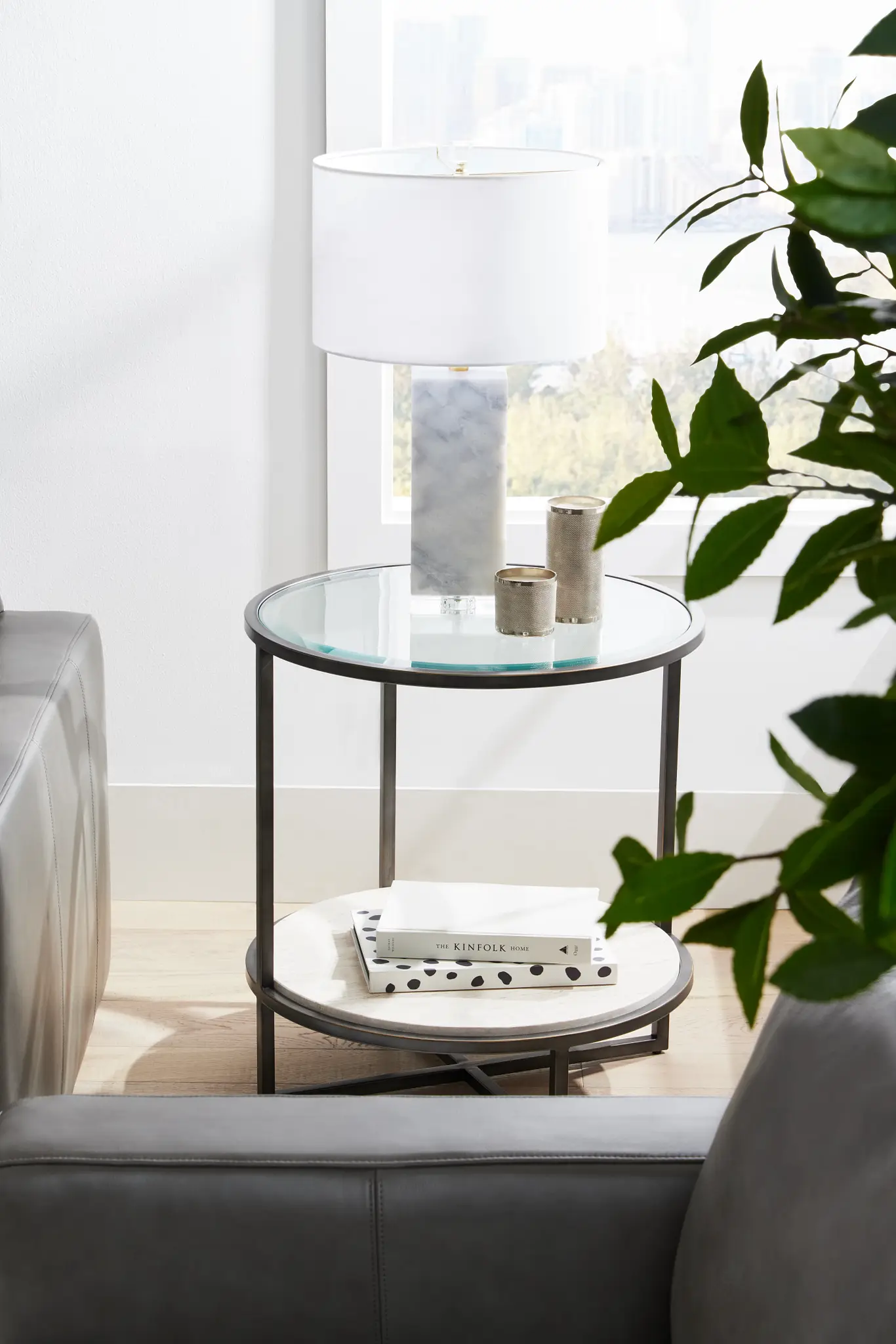 Harlow Glass Chairside Table Harlow Glass Chairside Table