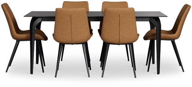 Sierra Black Stone Rectangular Table With 6 Chairs