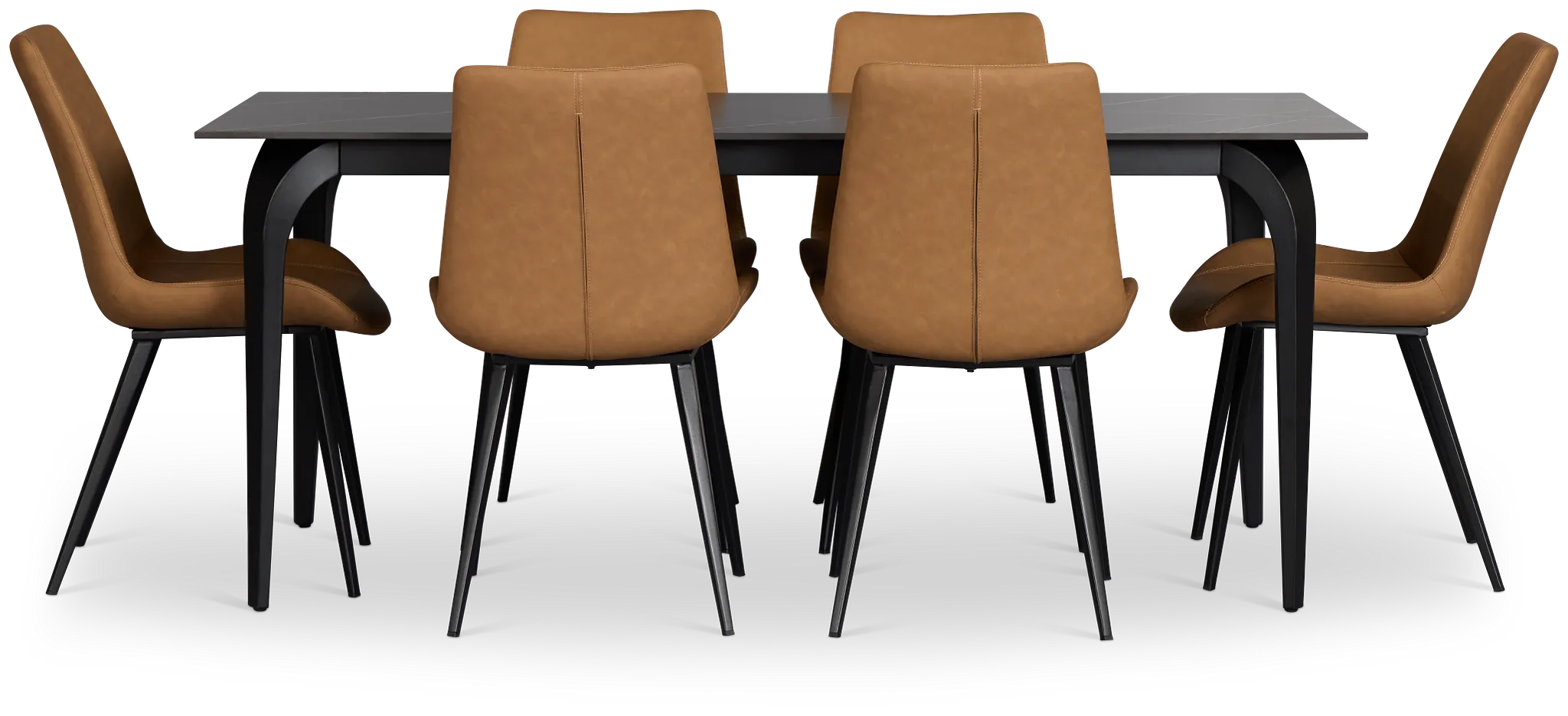 Sierra Black Stone Rectangular Table With 6 Chairs