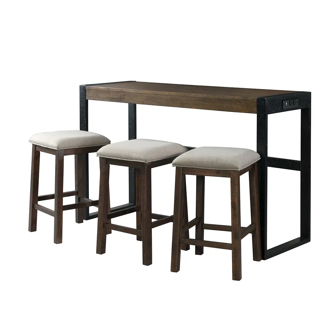 Tirian Dark Tone Sofa Table With 3 Stools Tirian Dark Tone Sofa Table With 3 Stools