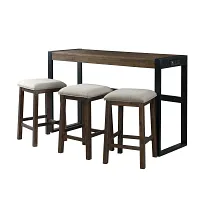 Tirian Dark Tone Sofa Table With 3 Stools