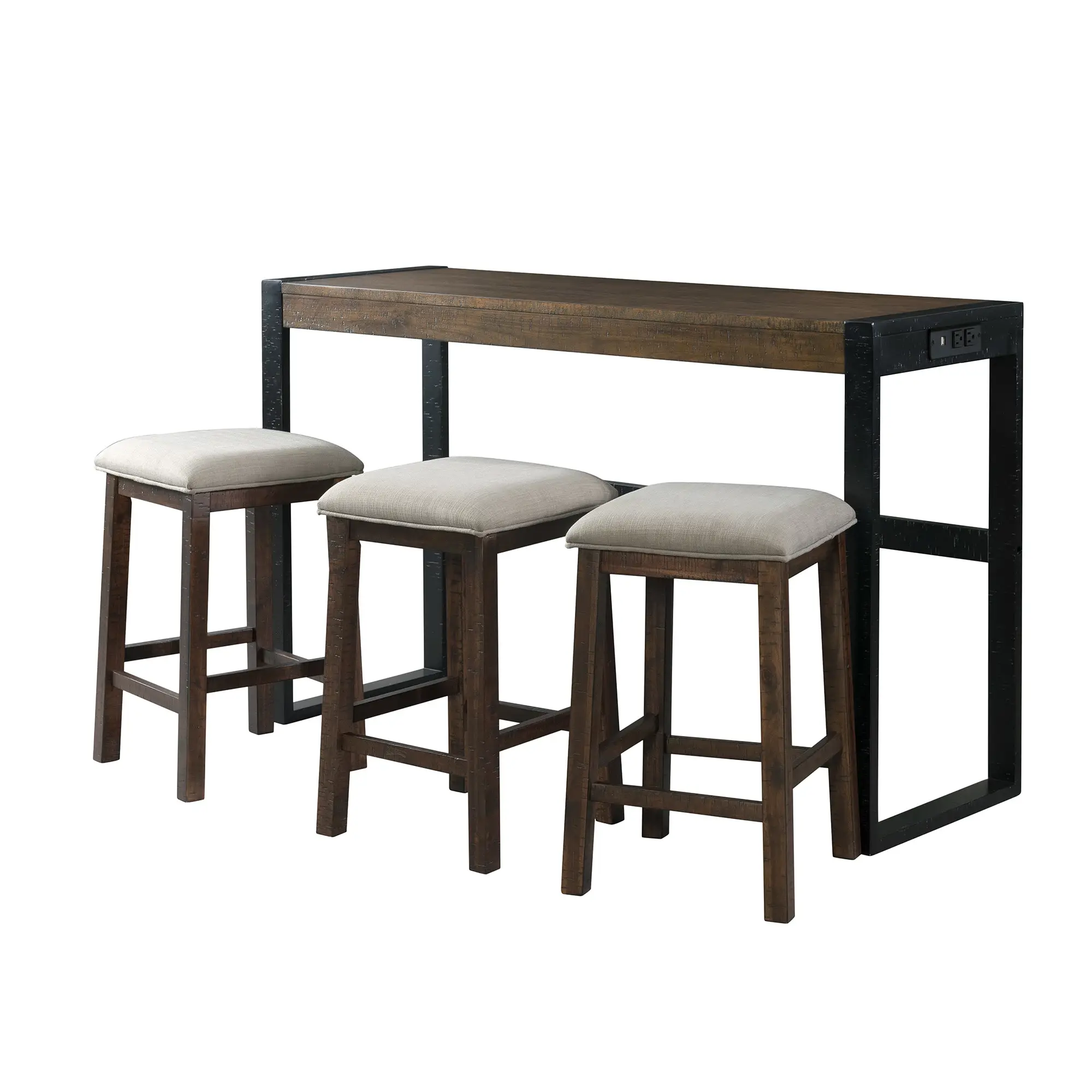 Tirian Dark Tone Sofa Table With 3 Stools Tirian Dark Tone Sofa Table With 3 Stools