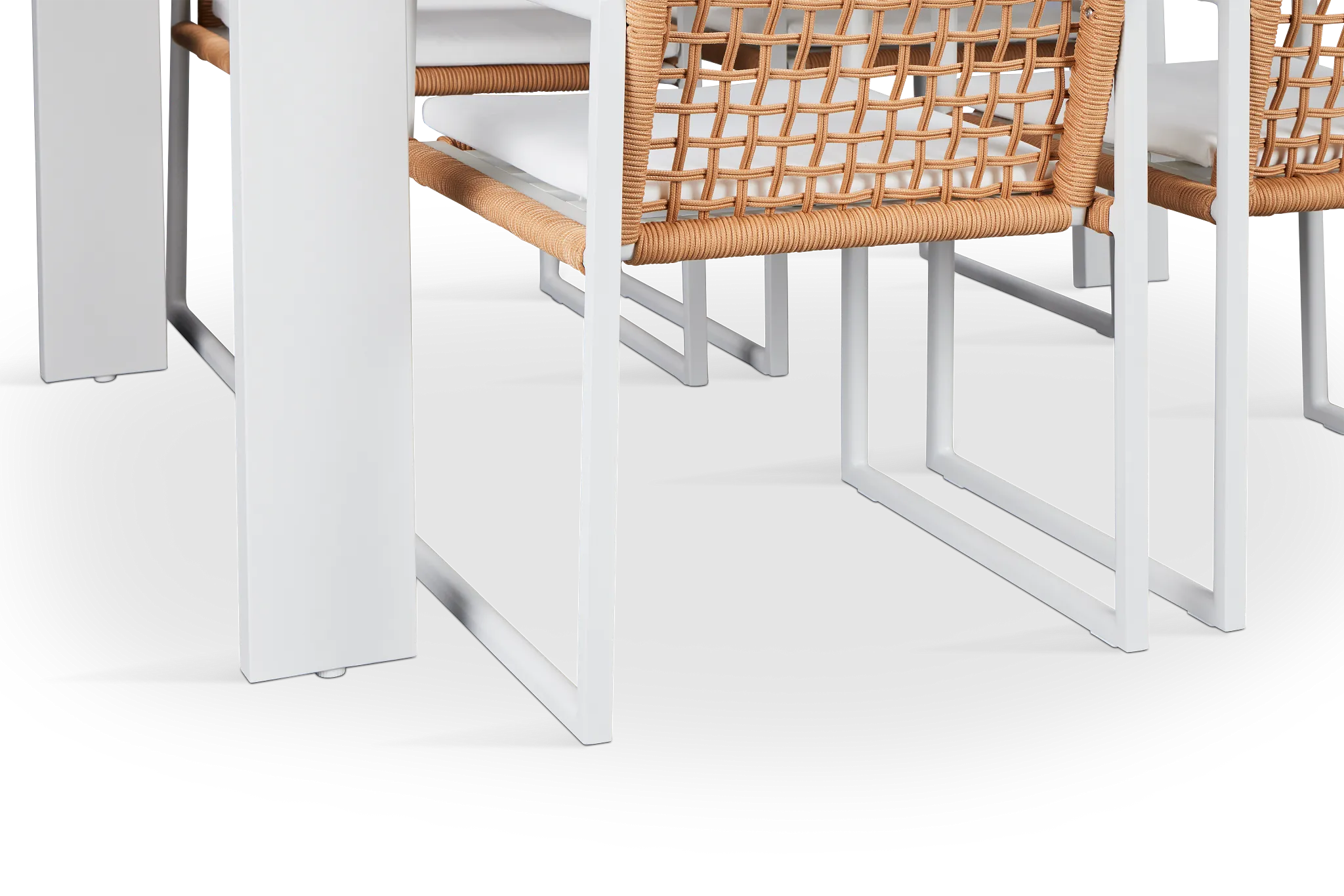 Sunrise White 65" Rectangular Table & 4 Aluminum Arm Chairs