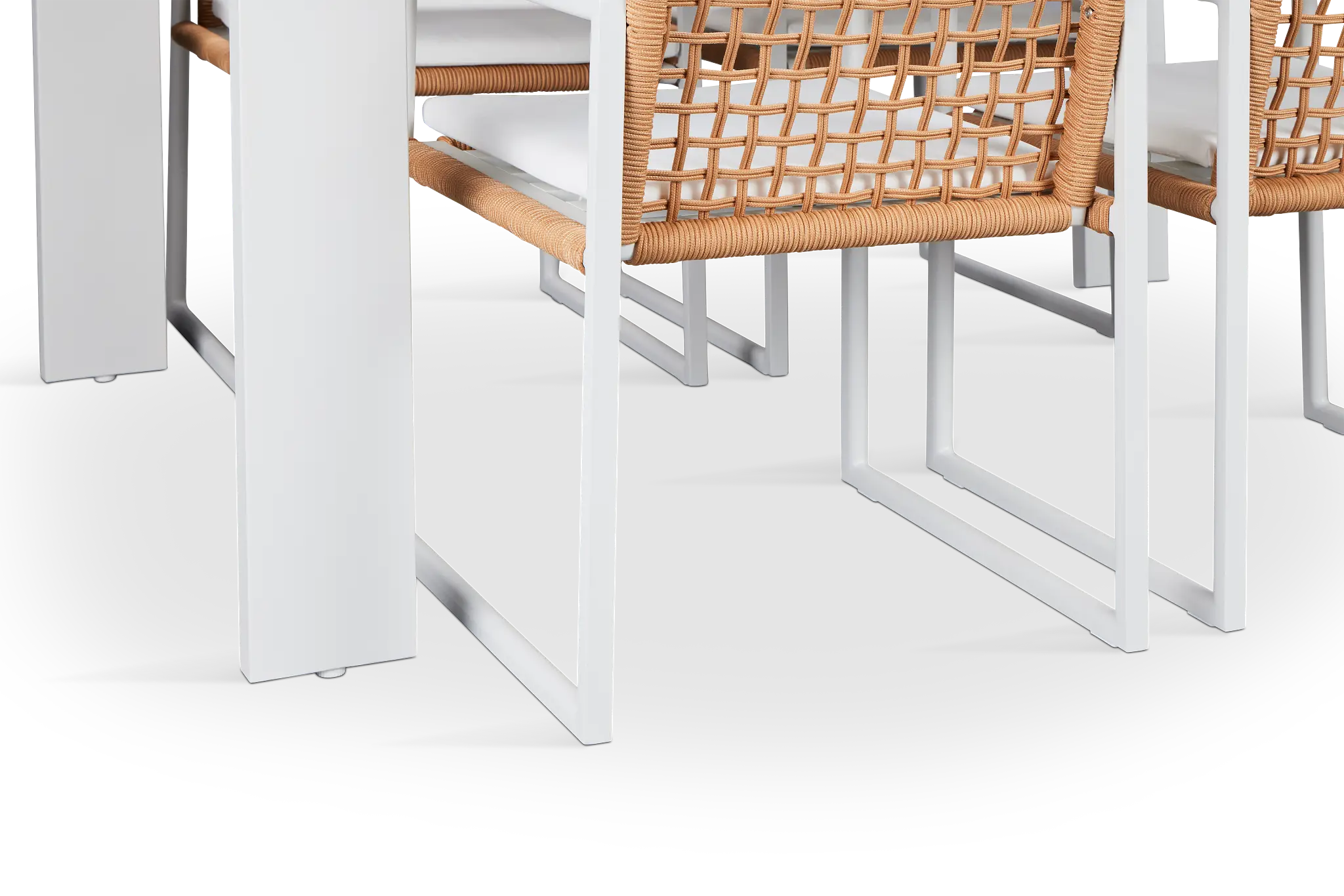 Sunrise White 65" Rectangular Table & 4 Aluminum Arm Chairs Sunrise White 65" Rectangular Table & 4 Aluminum Arm Chairs