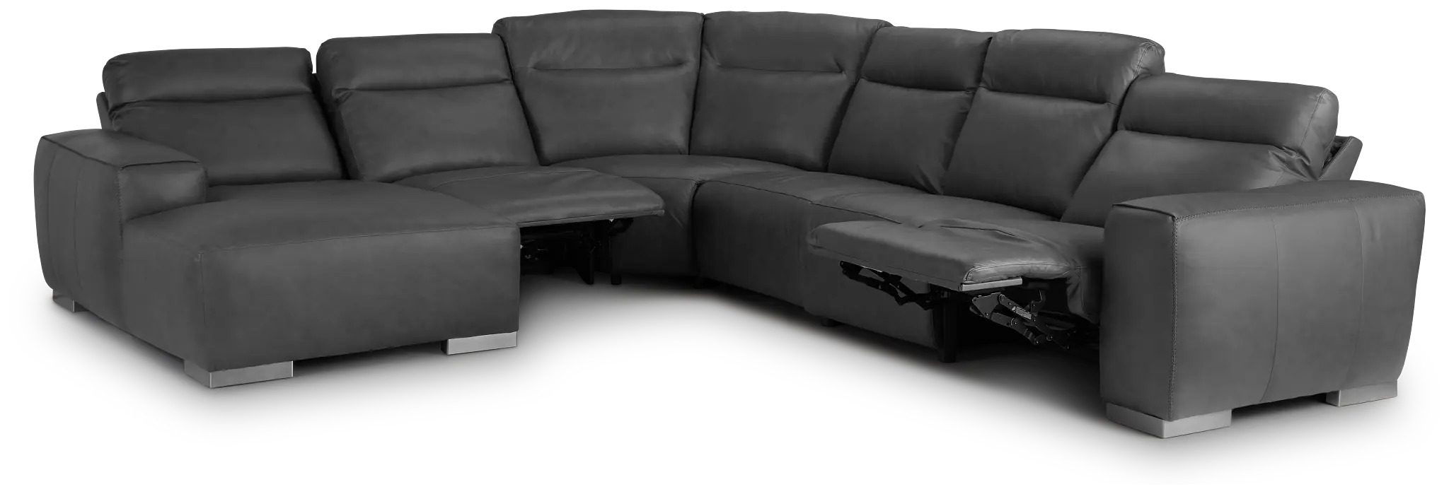 Elba Dark Gray Leather Large Dual Power Left Chaise Sectional Elba Dark Gray Leather Large Dual Power Left Chaise Sectional