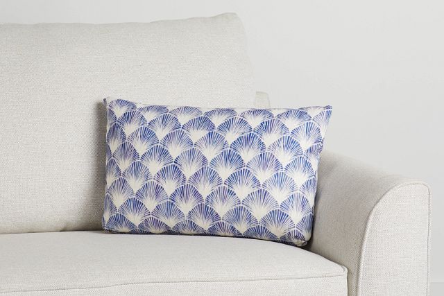 Shell Blue Fabric Lumbar Accent Pillow