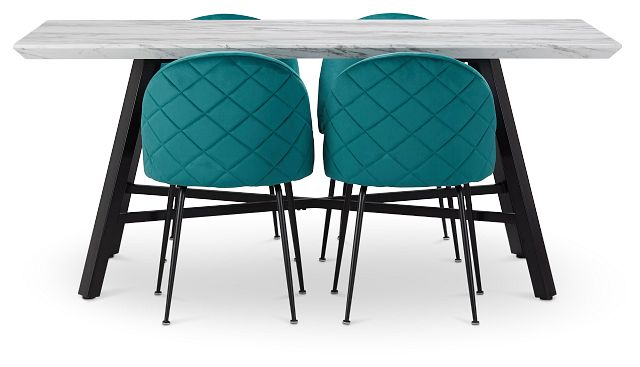 Capri Black Dk Taupe Rectangular Table & 4 Upholstered Chairs
