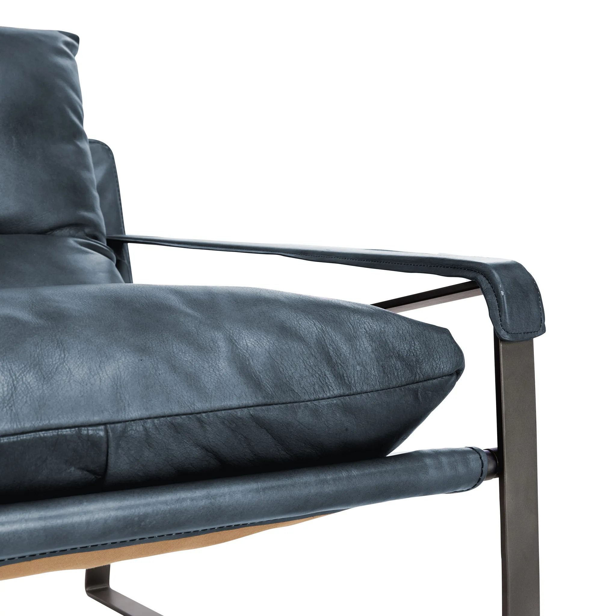 Times Blue Leather Accent Chair