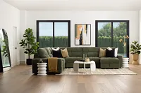 Hendrix Green Fabric Large Triple Power Right Extension Chaise Sectional