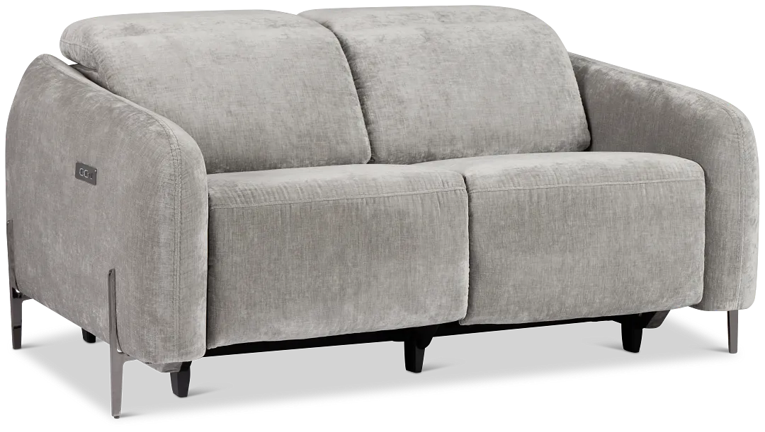 Zuri Gray Velvet Power Reclining Loveseat W/ Power Headrest
