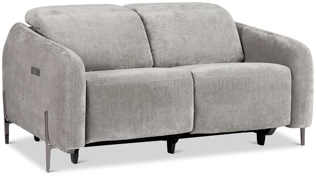 Zuri Gray Velvet Power Reclining Loveseat W/ Power Headrest