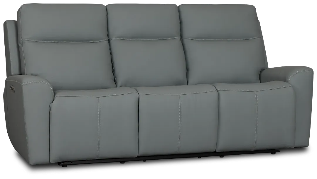 Flexsteel Sterling Blue Lthr/vinyl Power Reclining Sofa
