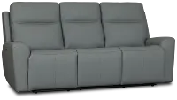 Sterling Blue Lthr/vinyl Power Reclining Sofa