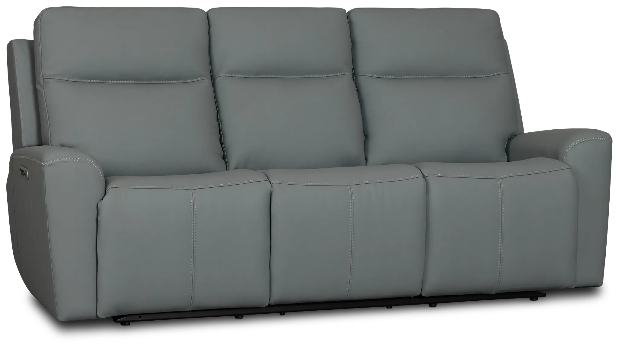 Sterling Blue Lthr/vinyl Power Reclining Sofa