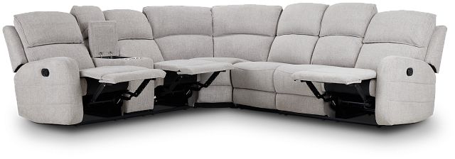 Piper Gray Fabric Large Dual Reclining Sectional With Left Console