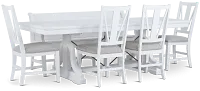 Heron Cove White Trestle Table, 4 Chairs & Bench
