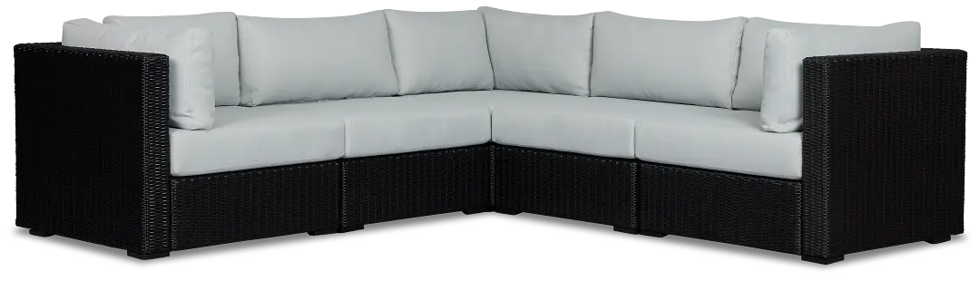 Montecito Black 5-piece Modular Sectional With Light Blue Cushions Montecito Black 5-piece Modular Sectional With Light Blue Cushions