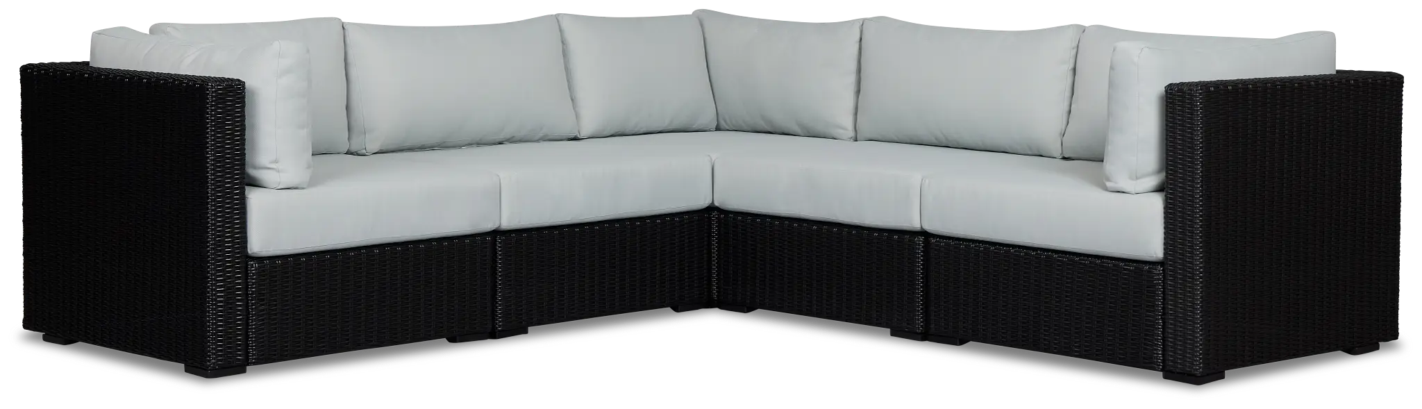 Montecito Black 5-piece Modular Sectional With Light Blue Cushions Montecito Black 5-piece Modular Sectional With Light Blue Cushions