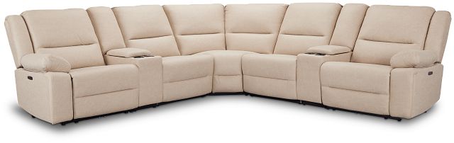 Peyton Beige Micro Large Dual Power Reclining Two-arm Sectional