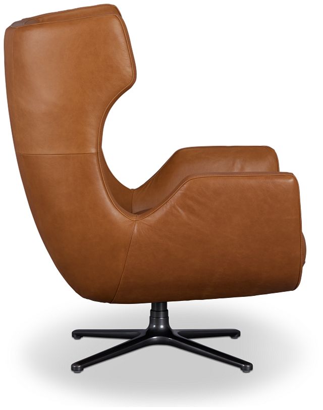 Penn Brown Leather Swivel Accent Chair