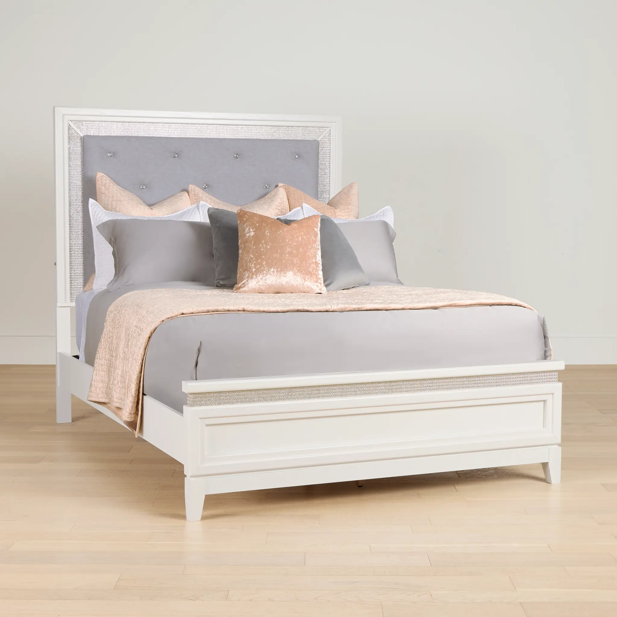 Alessandria White Uph Panel Bed With Lights Alessandria White Uph Panel Bed With Lights