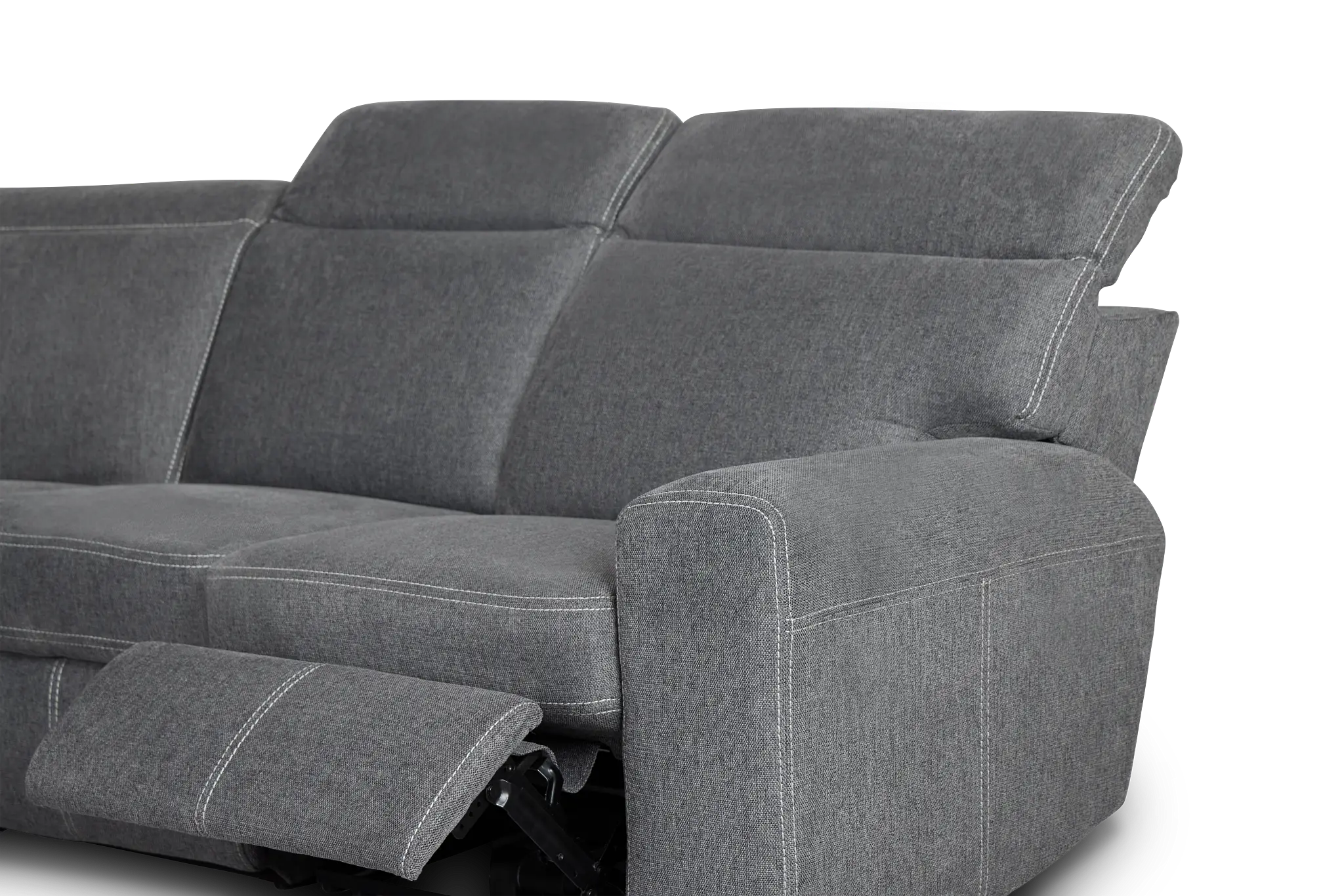 Callum Dark Gray Fabric Small Dual Power Reclining Two-arm Sectional Callum Dark Gray Fabric Small Dual Power Reclining Two-arm Sectional