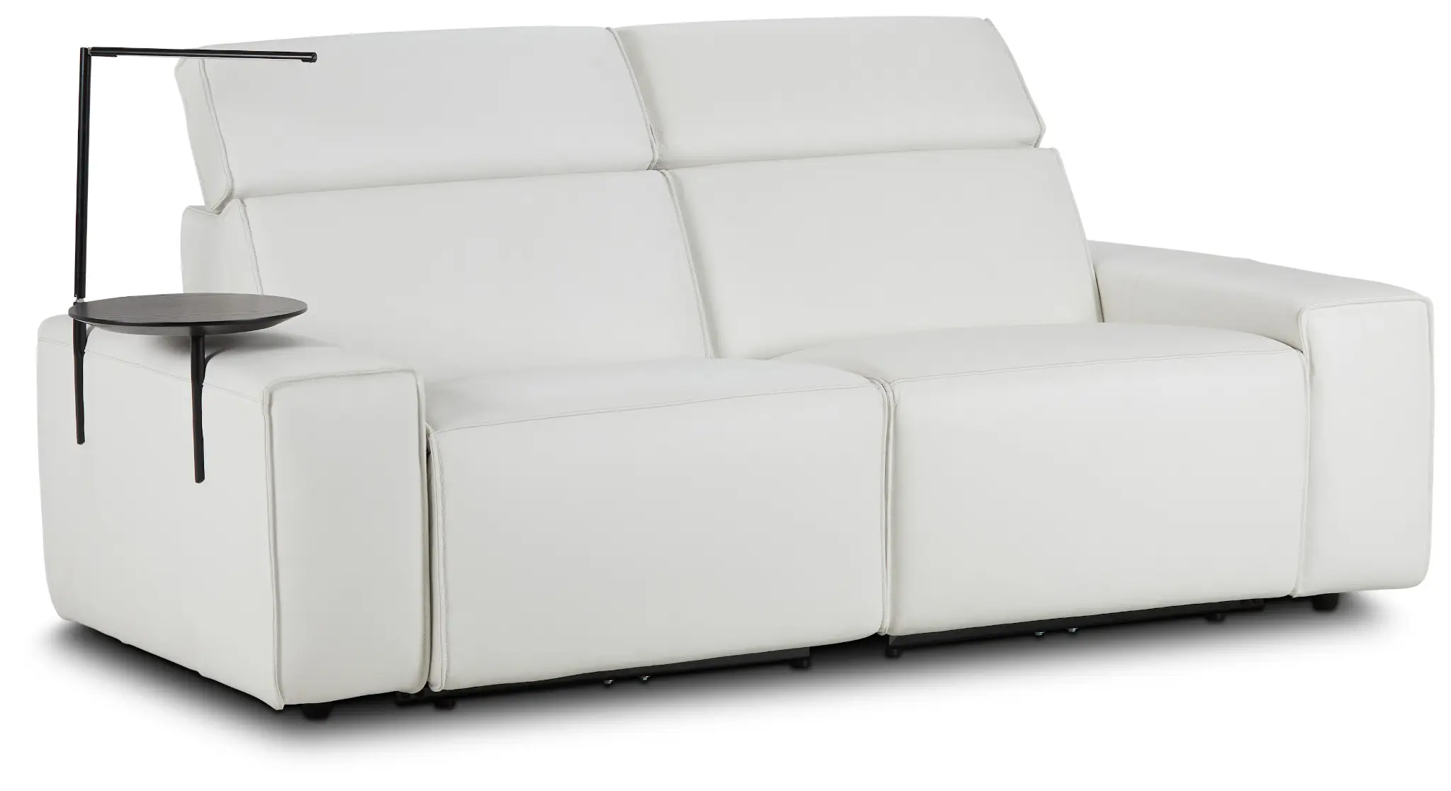 Carmelo White Leather Power Reclining Sofa With Left Table Carmelo White Leather Power Reclining Sofa With Left Table
