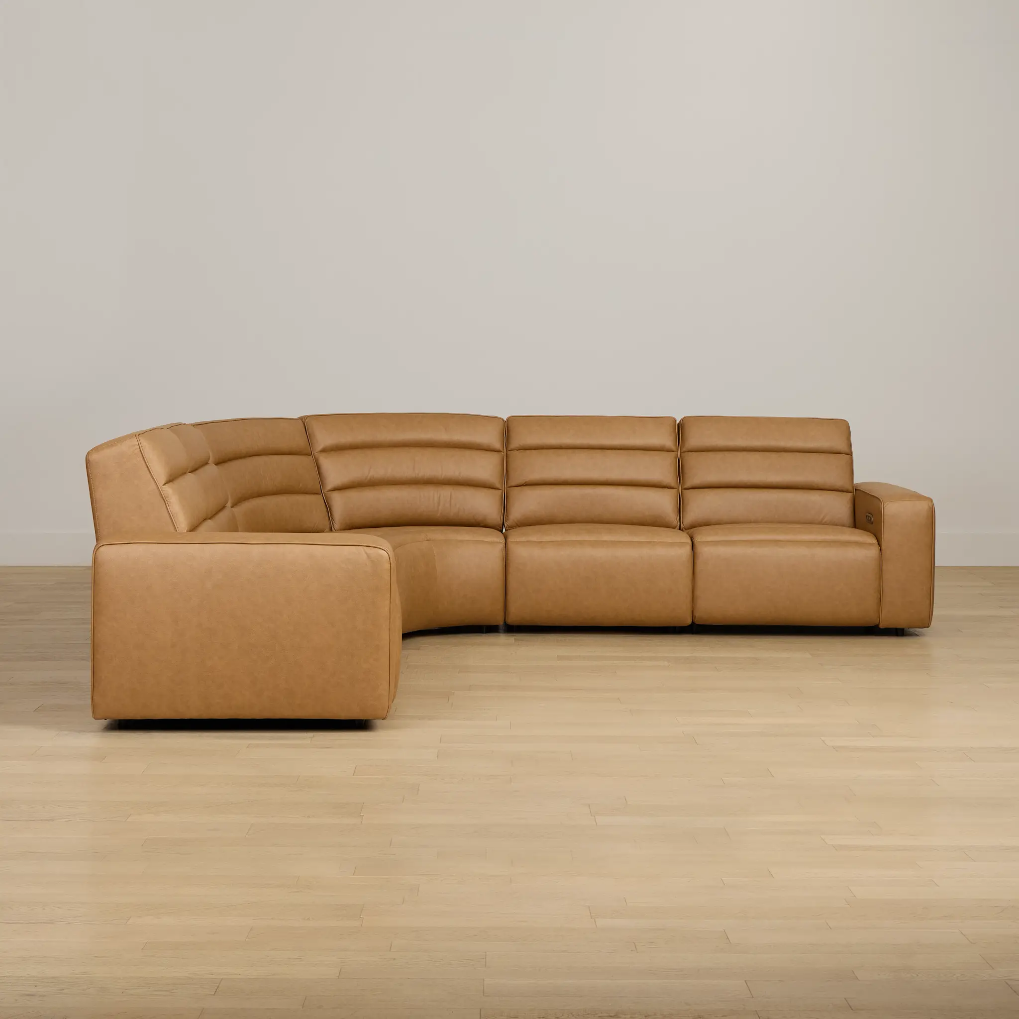 Sawyer Light Brown Micro Small Triple Power Reclining Two-arm Sectional Sawyer Light Brown Micro Small Triple Power Reclining Two-arm Sectional