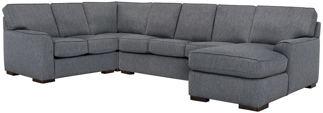 Austin Blue Fabric Right Chaise Memory Foam Sleeper Sectional