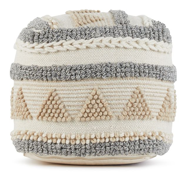 Ashin Beige Accent Pouf