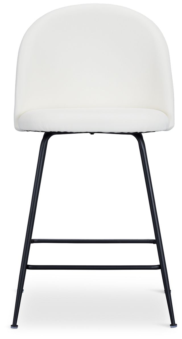 Capri Whitemicro Upholstered 24" Barstools W/black Legs